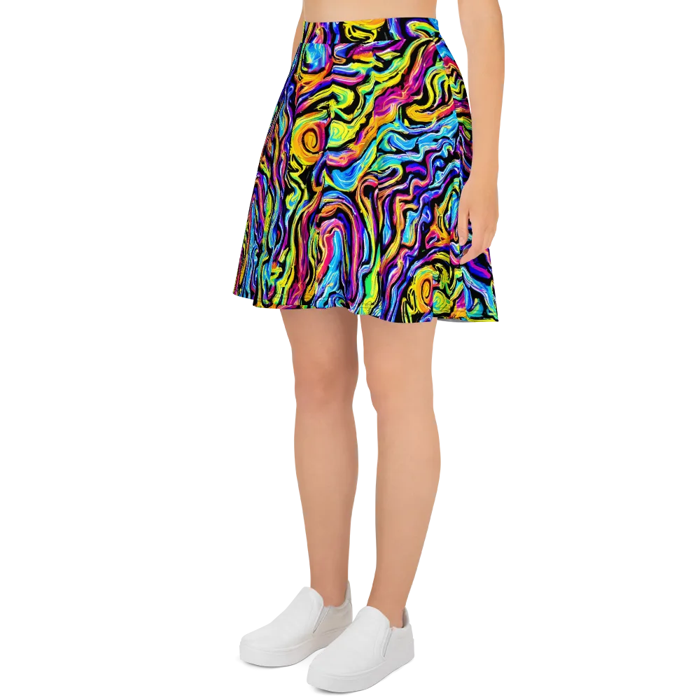 Fuchsia Circuit on Skater Skirt — Left