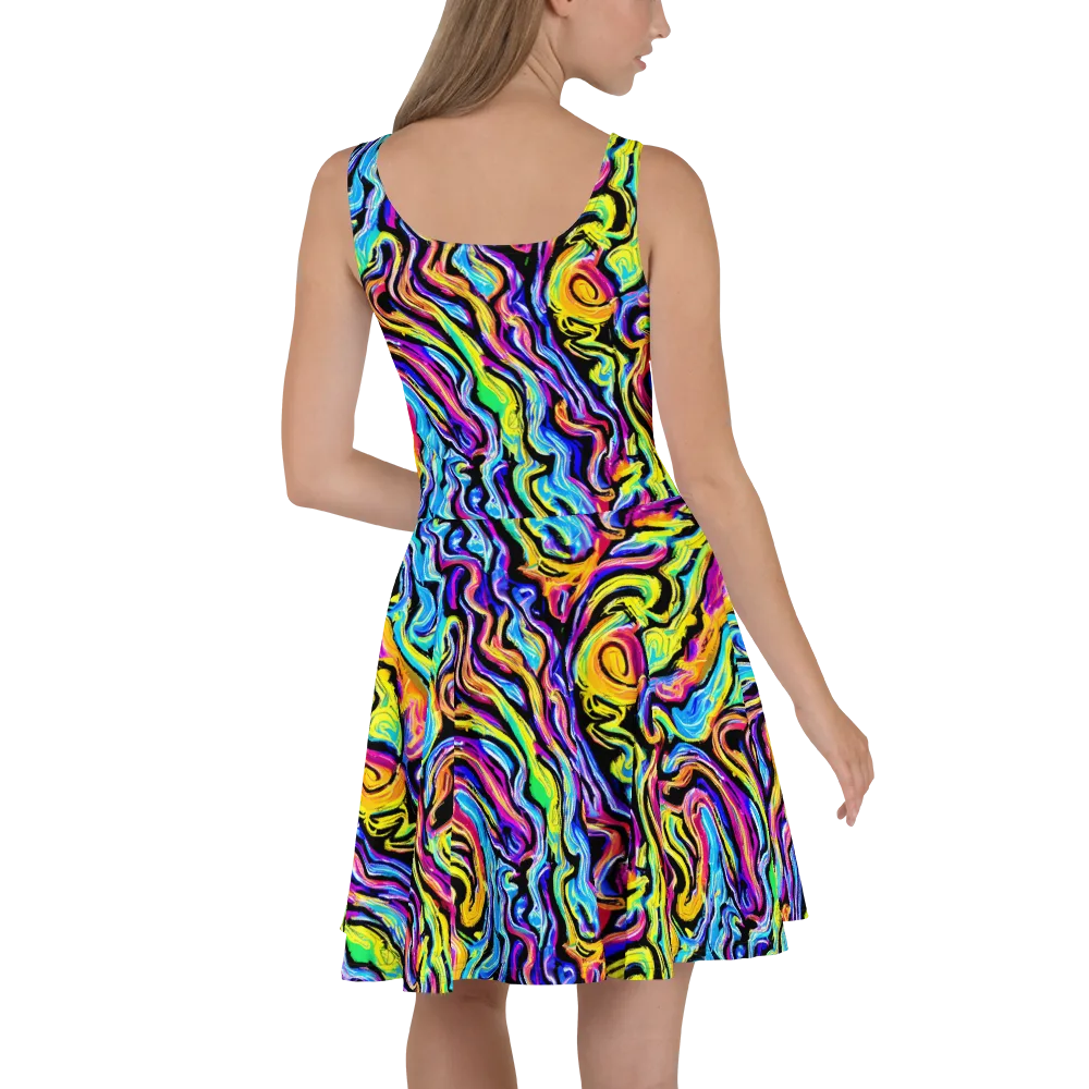 Fuchsia Circuit on Skater Dress — Back