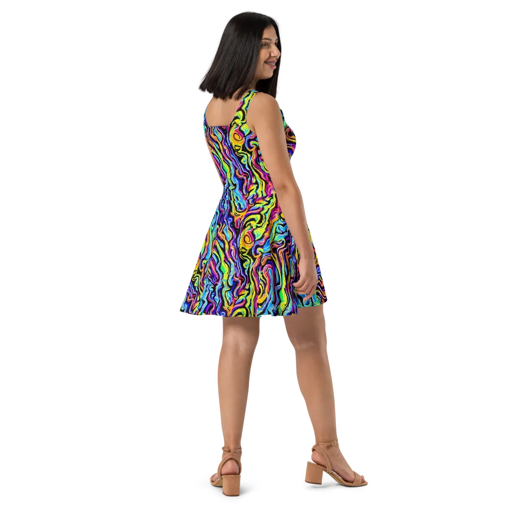 Fuchsia Circuit on Skater Dress — Right