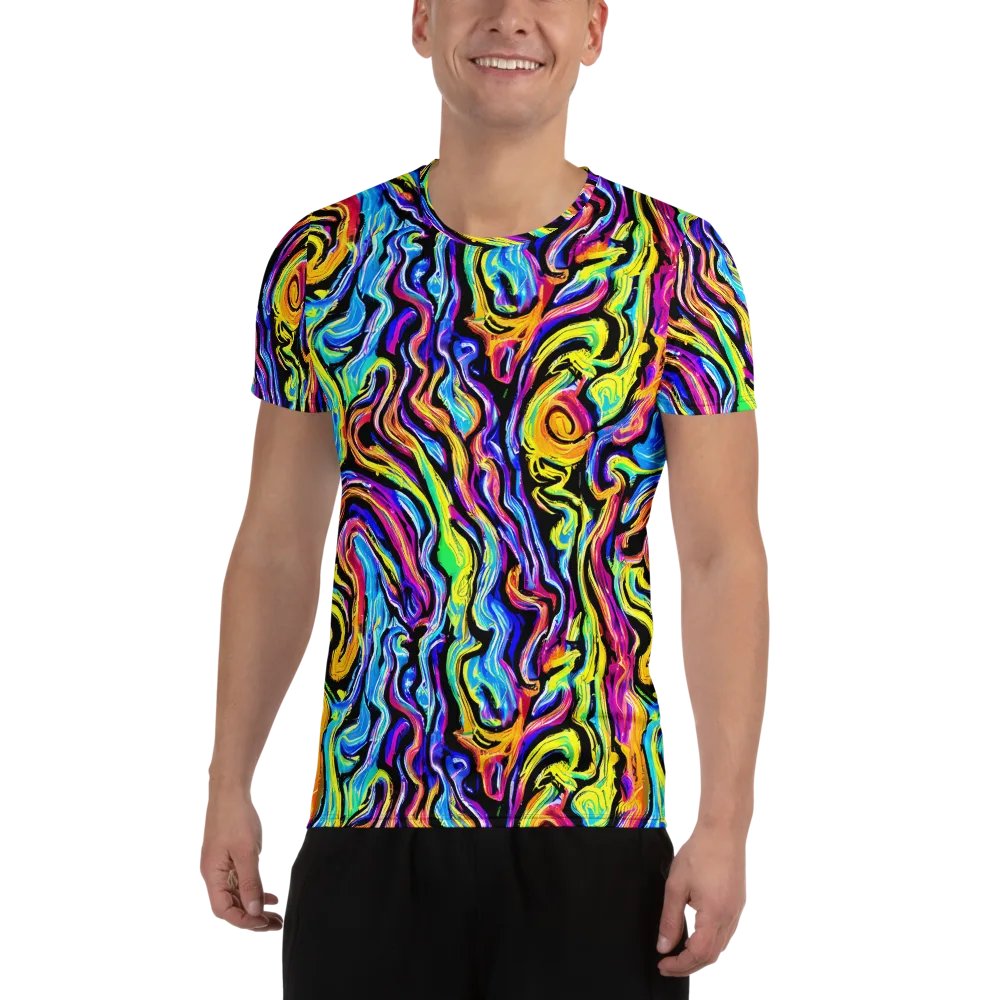 Fuchsia Circuit on Men's Athletic T-Shirt — Front