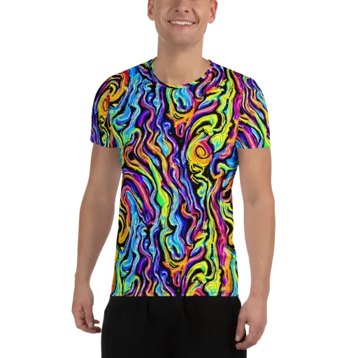 Fuchsia Circuit on a Men's Athletic T-Shirt