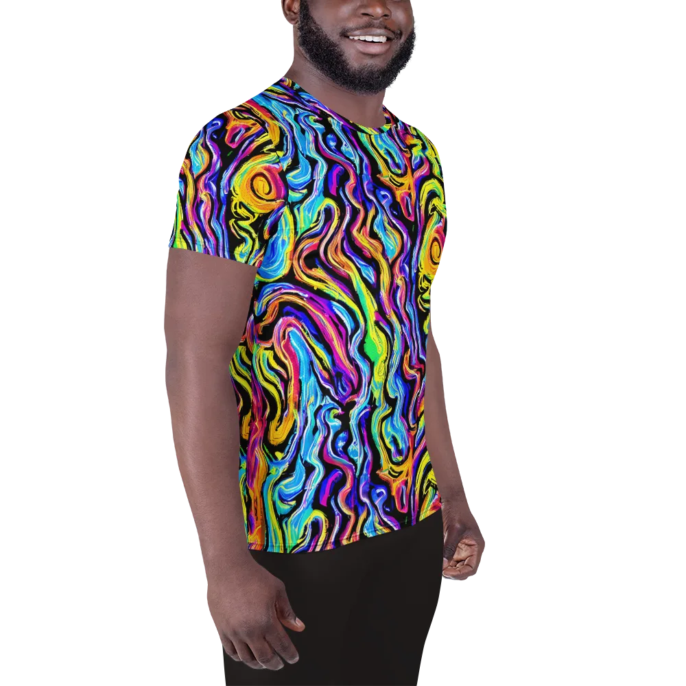 Fuchsia Circuit on Men's Athletic T-Shirt — Right