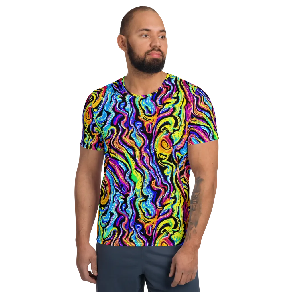 Fuchsia Circuit on Men's Athletic T-Shirt — Front