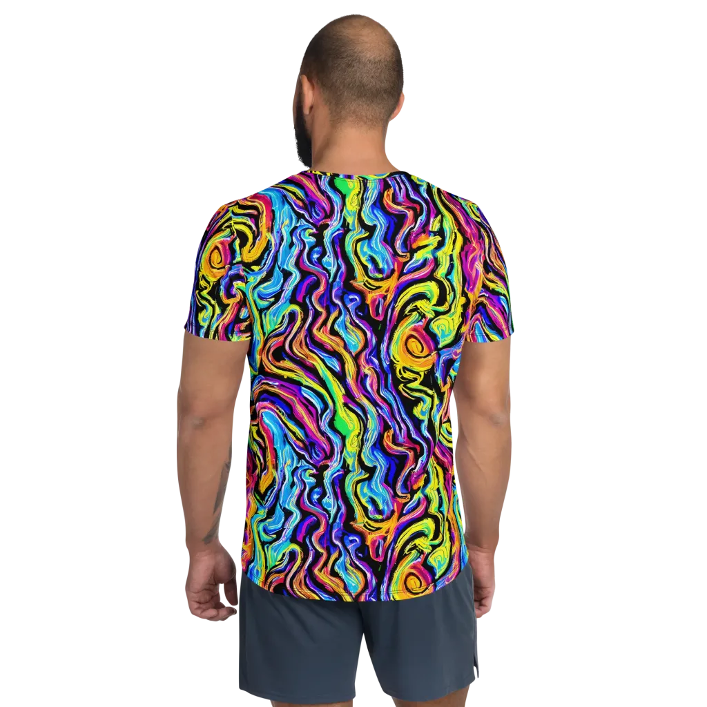 Fuchsia Circuit on Men's Athletic T-Shirt — Back