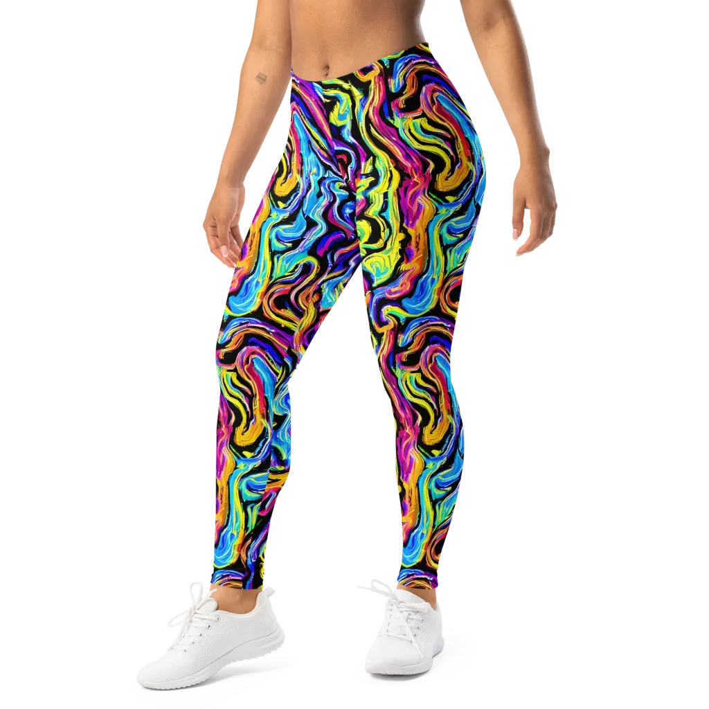 Fuchsia Circuit on Leggings — Left Front