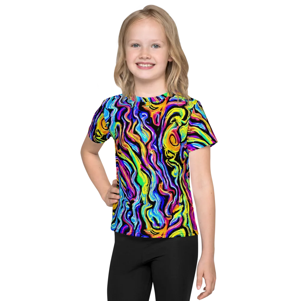 Fuchsia Circuit on Kids Crew Neck T-Shirt — Front
