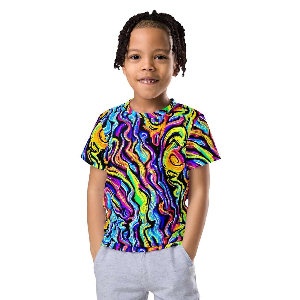 Fuchsia Circuit on Kids Crew Neck T-Shirt — Front