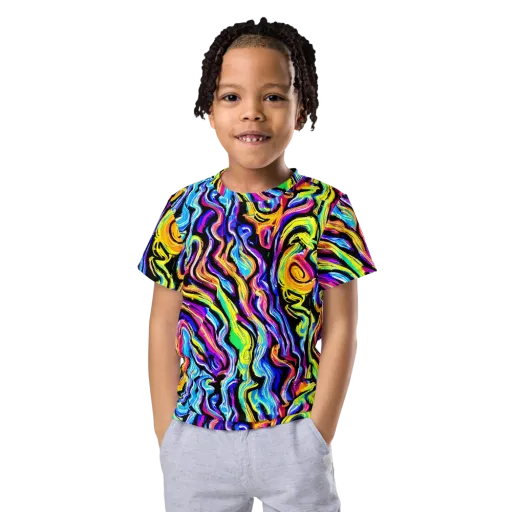 Fuchsia Circuit on a Kids Crew Neck T-Shirt