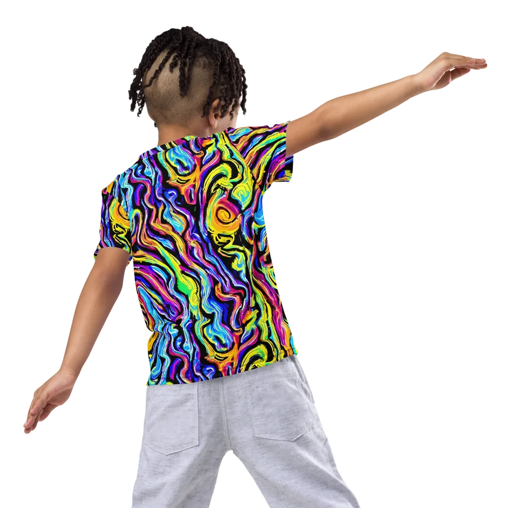 Fuchsia Circuit on Kids Crew Neck T-Shirt — Back
