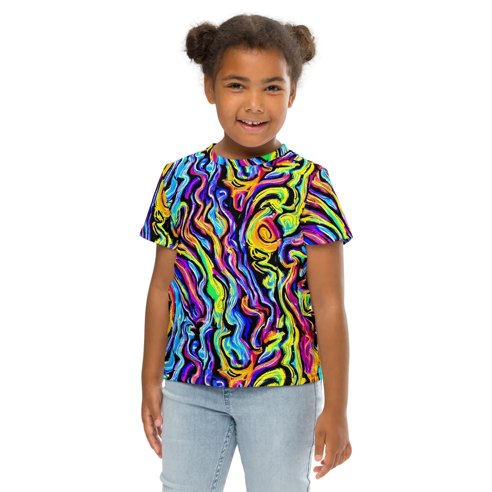 Fuchsia Circuit on Kids Crew Neck T-Shirt — Front