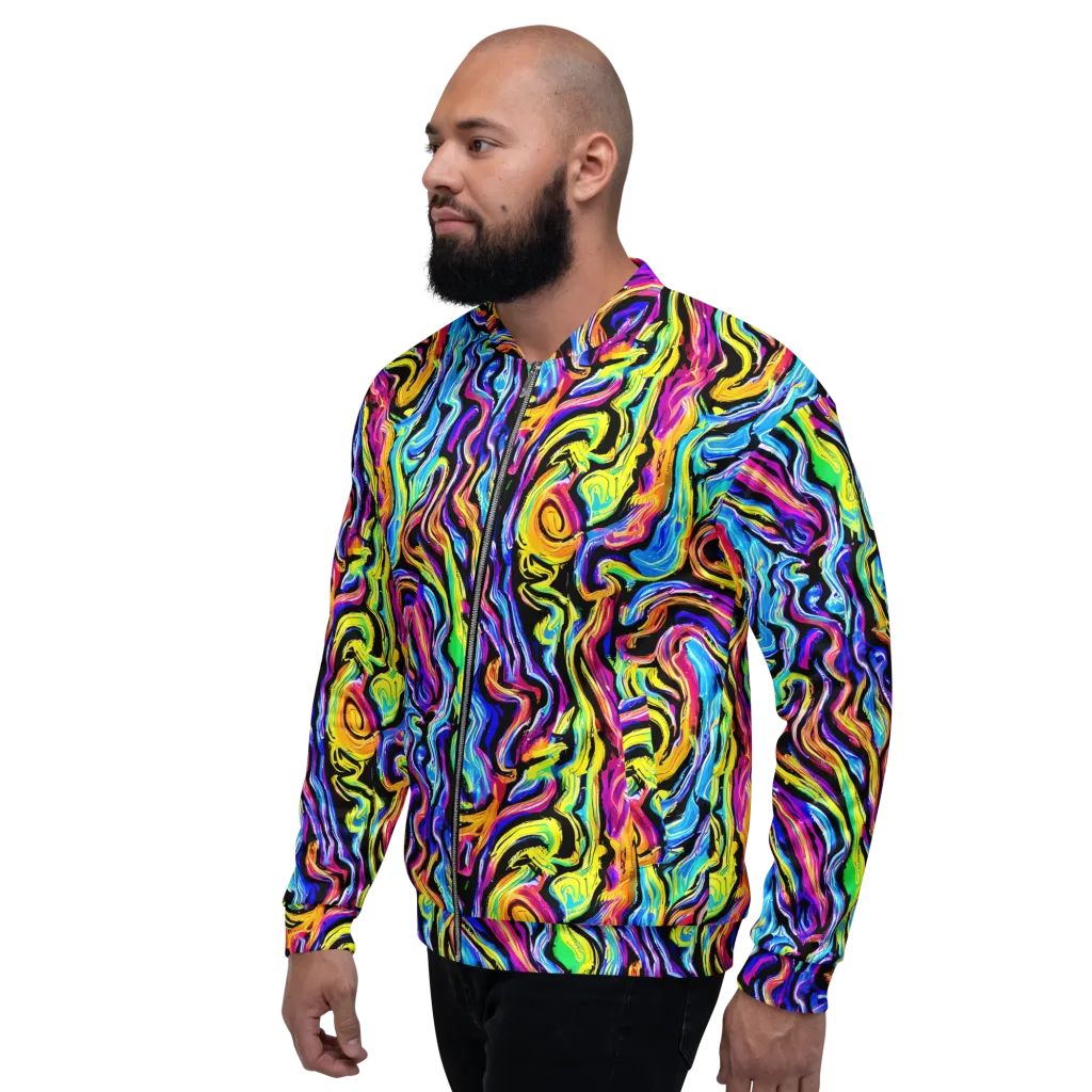 Fuchsia Circuit on Bomber Jacket — Left