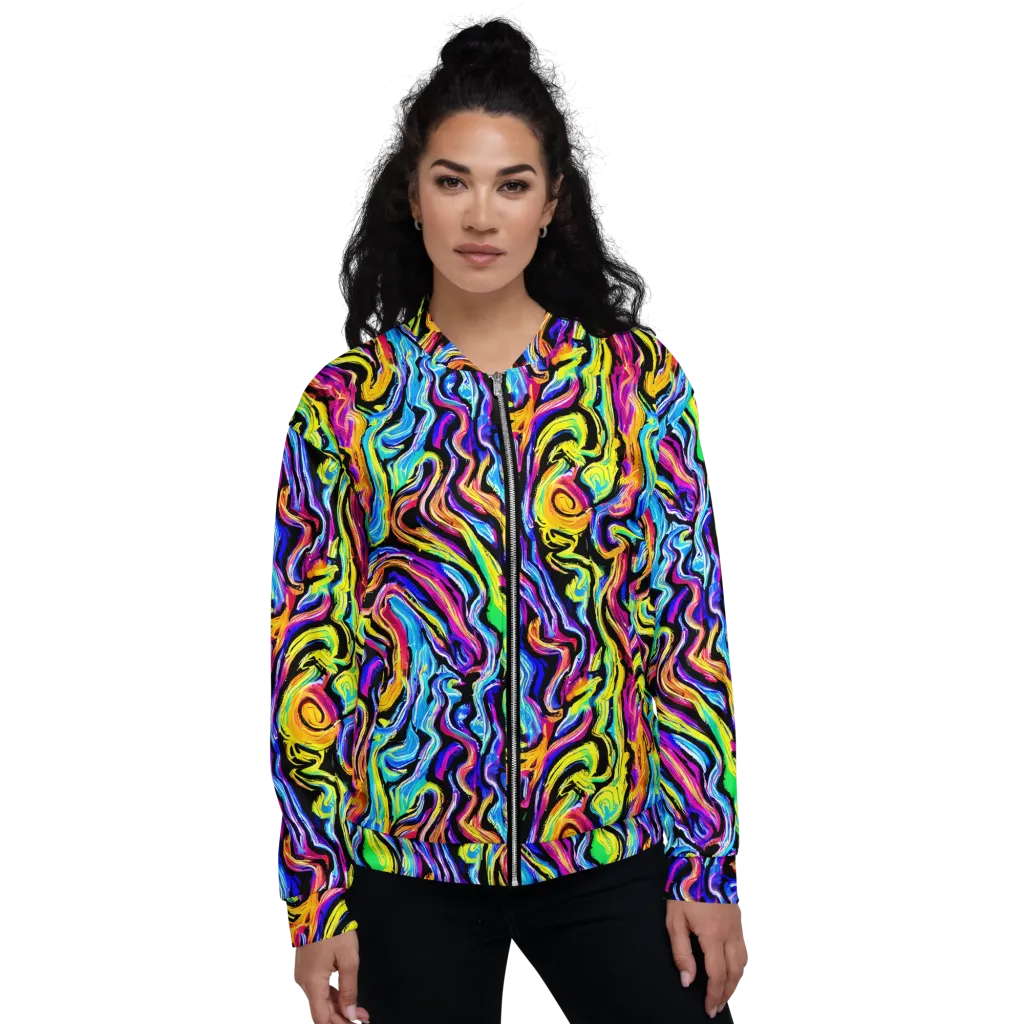 Fuchsia Circuit on Bomber Jacket — Front