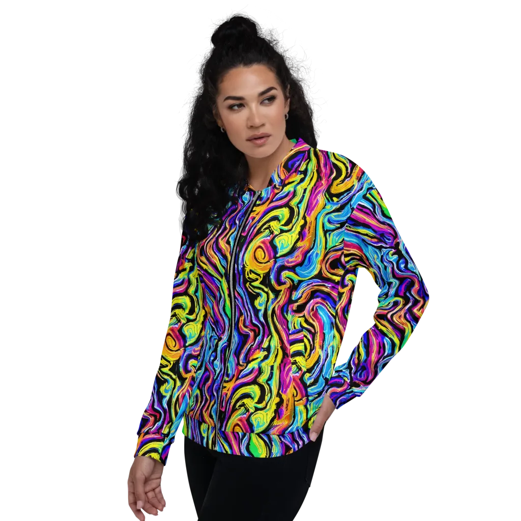 Fuchsia Circuit on Bomber Jacket — Left