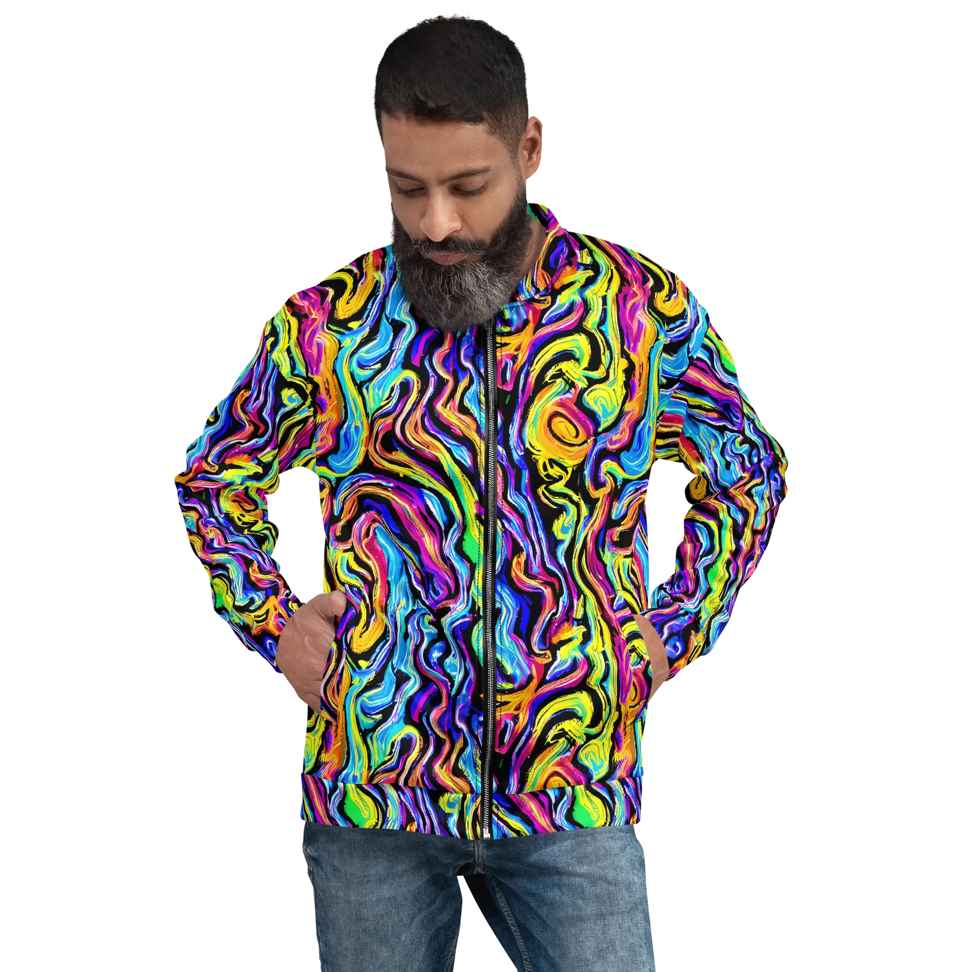 Fuchsia Circuit on Bomber Jacket — Front