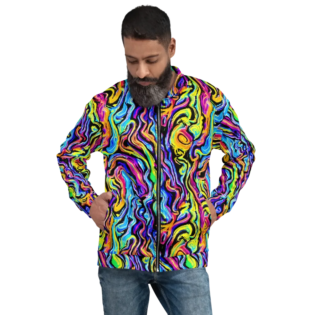 Fuchsia Circuit on Bomber Jacket — Front