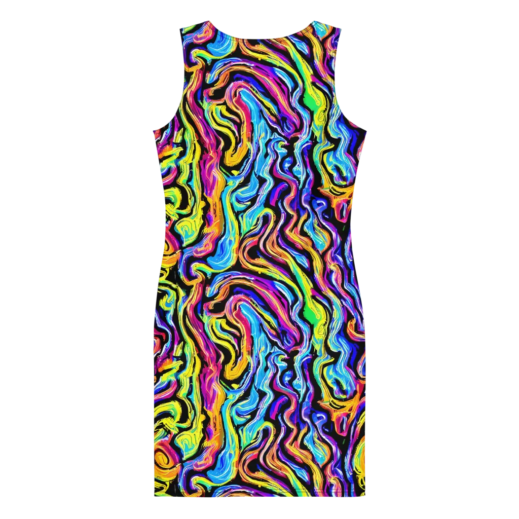 Fuchsia Circuit on Bodycon Dress — Back