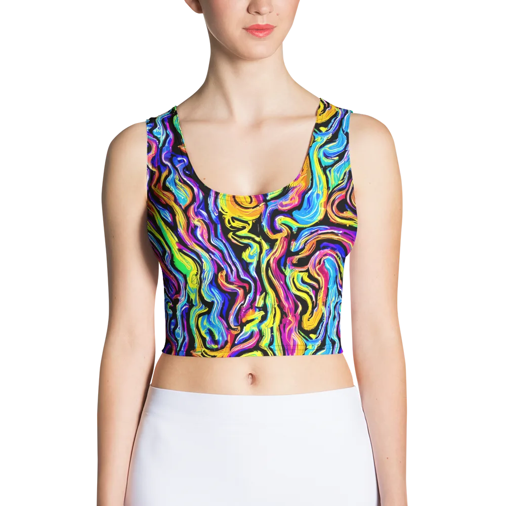 Fuchsia Circuit on Crop Top — Front