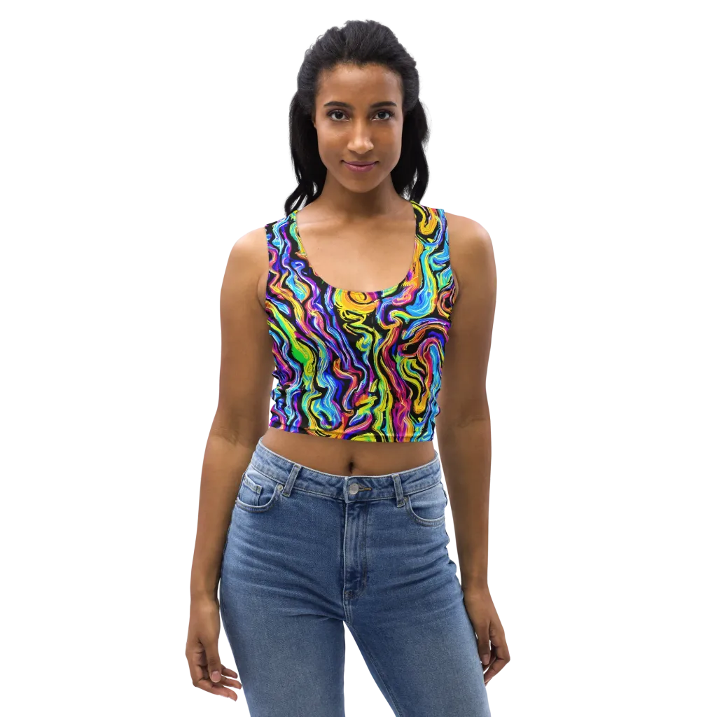 Fuchsia Circuit on Crop Top — Front