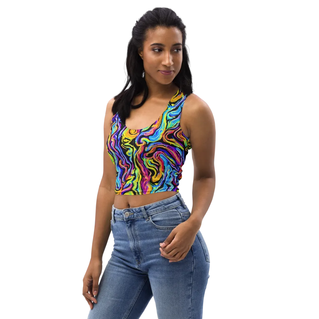 Fuchsia Circuit on Crop Top — Left Front