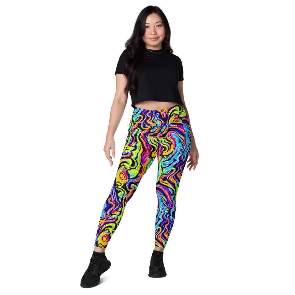 Fuchsia Circuit on Leggings with Pockets — Front