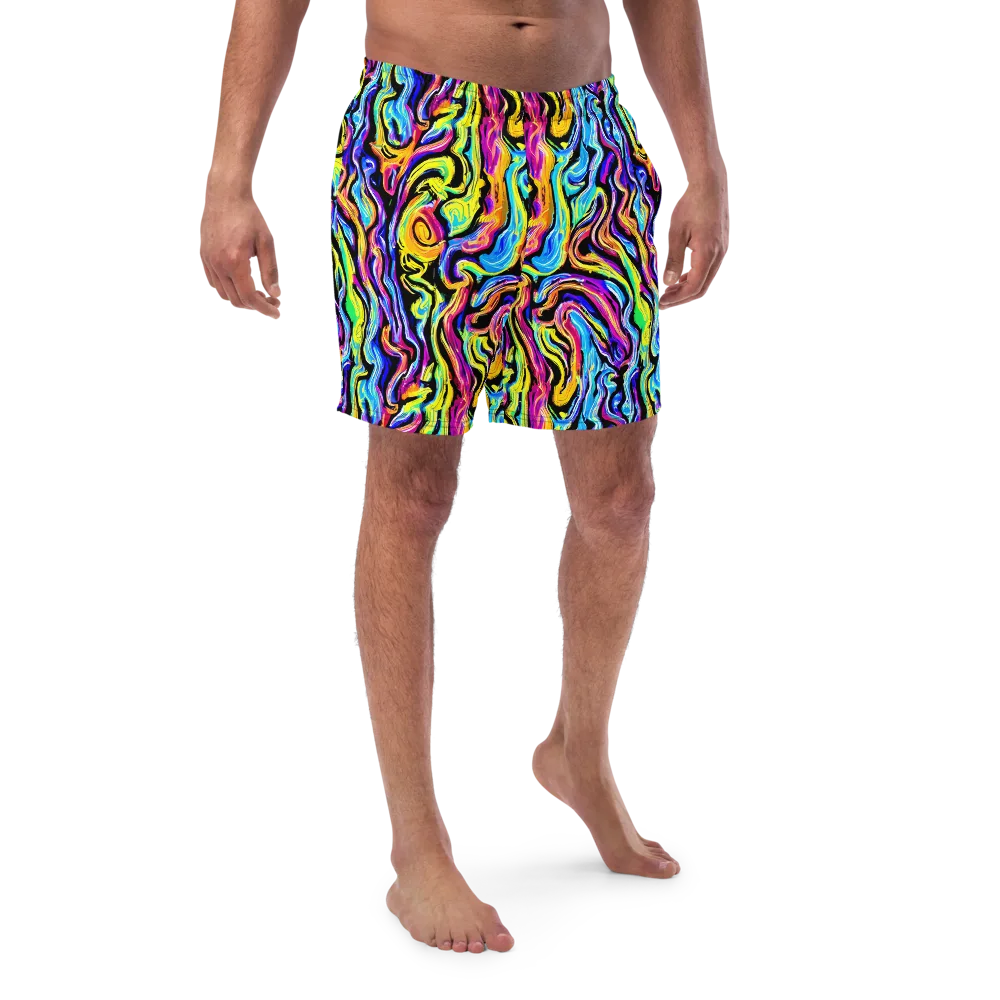 Fuchsia Circuit on Swim Trunks — Front
