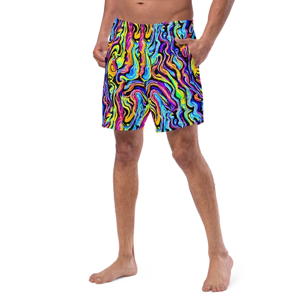 Fuchsia Circuit on Swim Trunks — Left Front