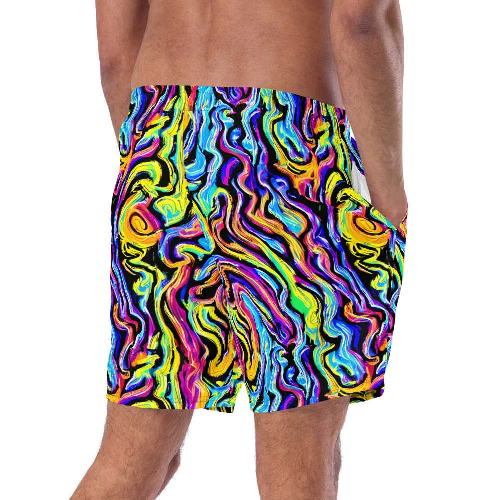 Fuchsia Circuit on Swim Trunks — Right Back