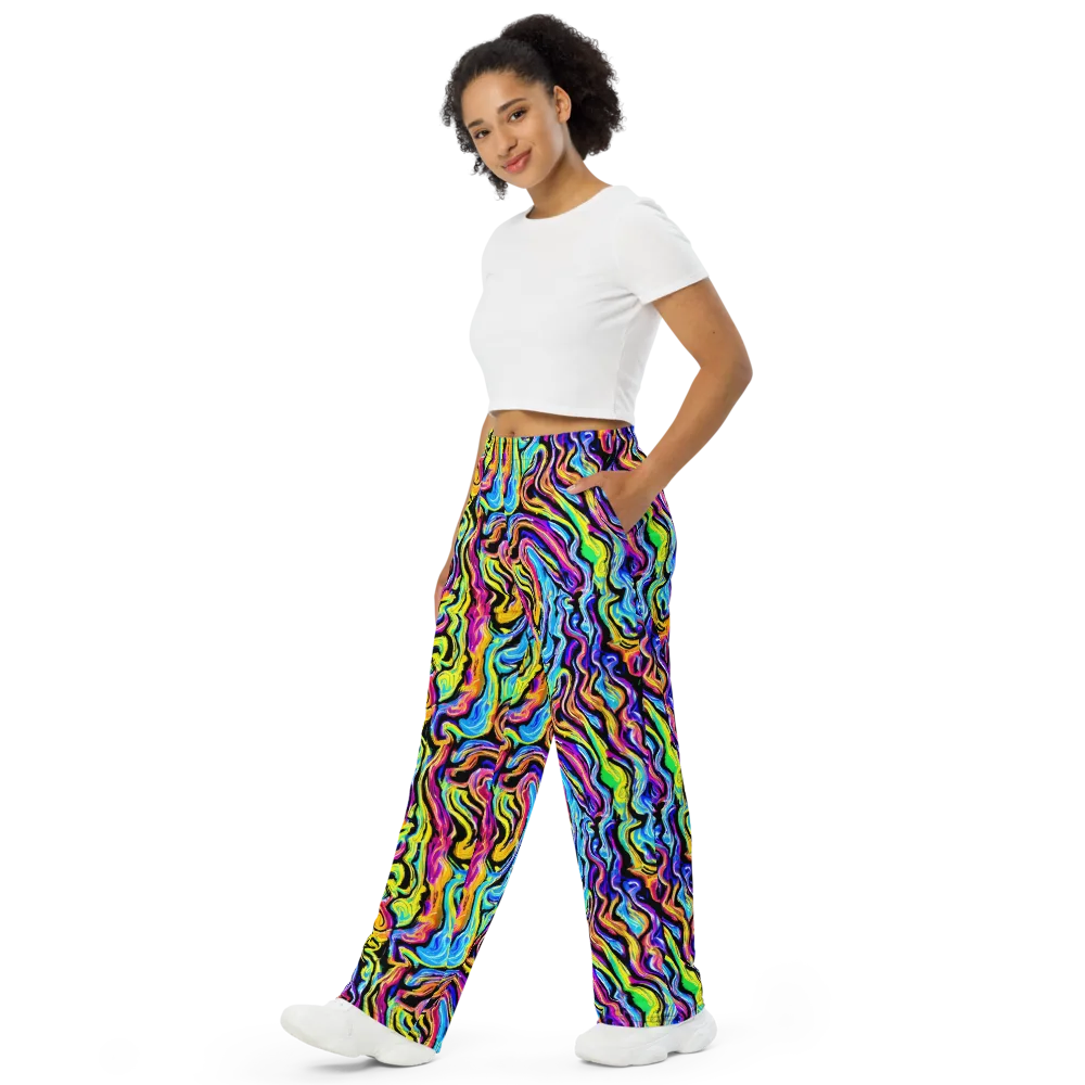 Fuchsia Circuit on Wide-Leg Pants — Left Front