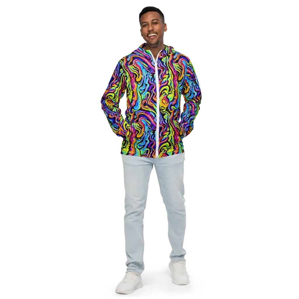 Fuchsia Circuit on Men's Windbreaker — Front