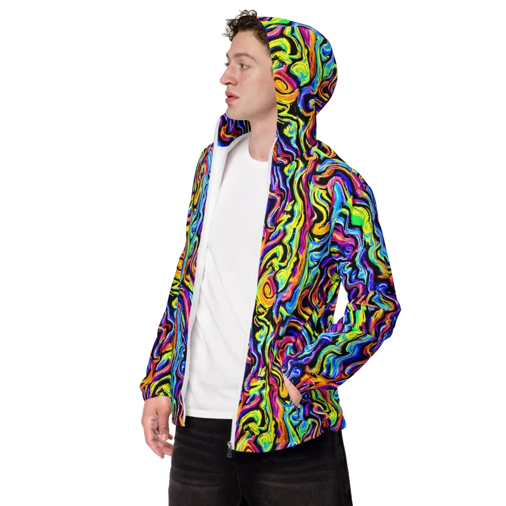 Fuchsia Circuit on Men's Windbreaker — Left Front