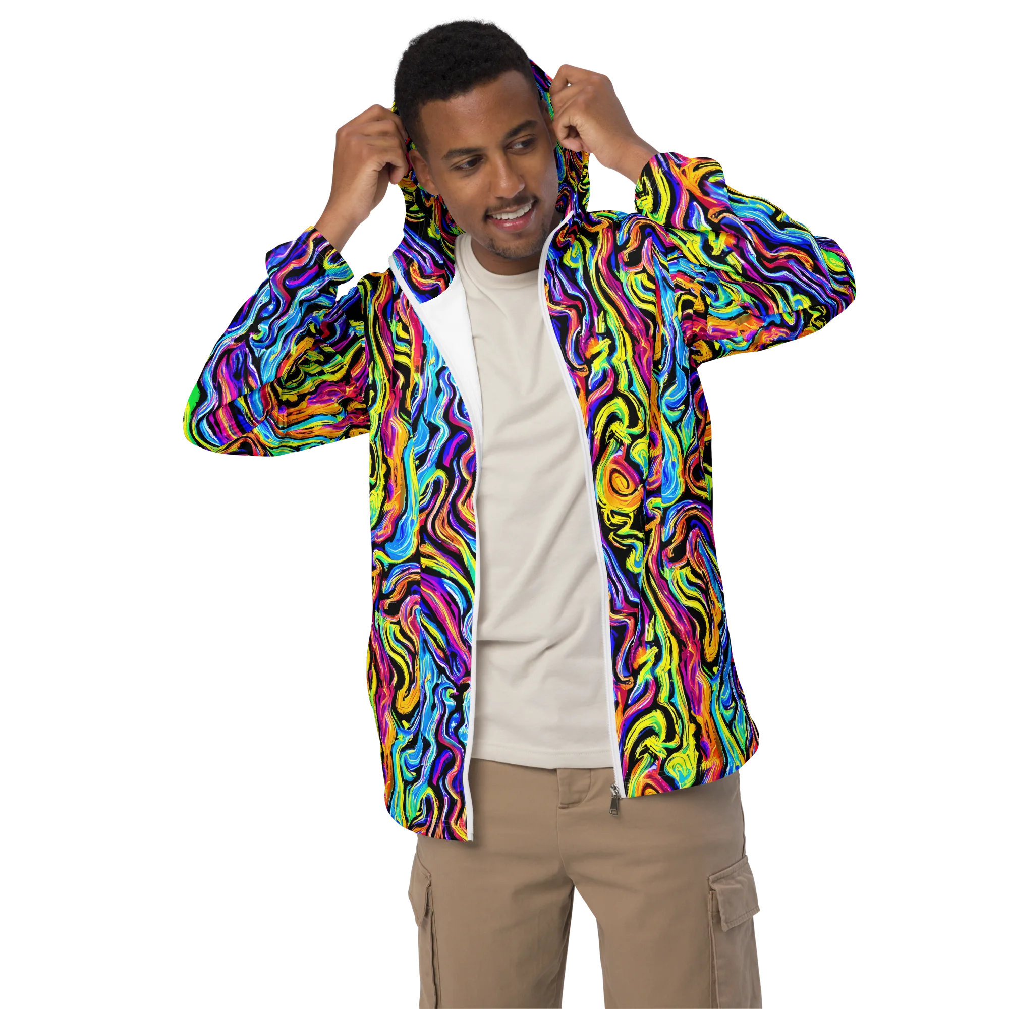 Fuchsia Circuit on Men's Windbreaker — Front