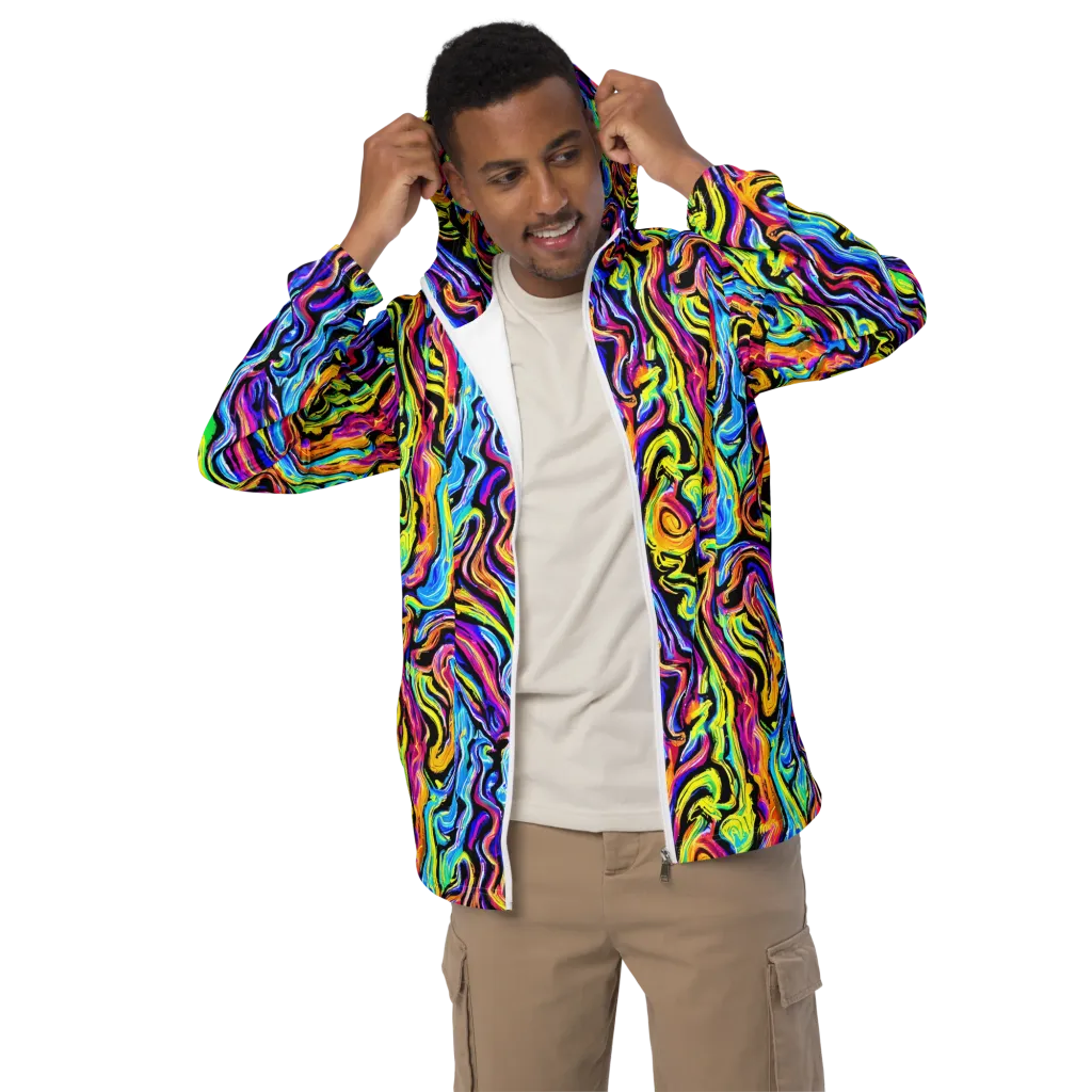 Fuchsia Circuit on Men's Windbreaker — Front