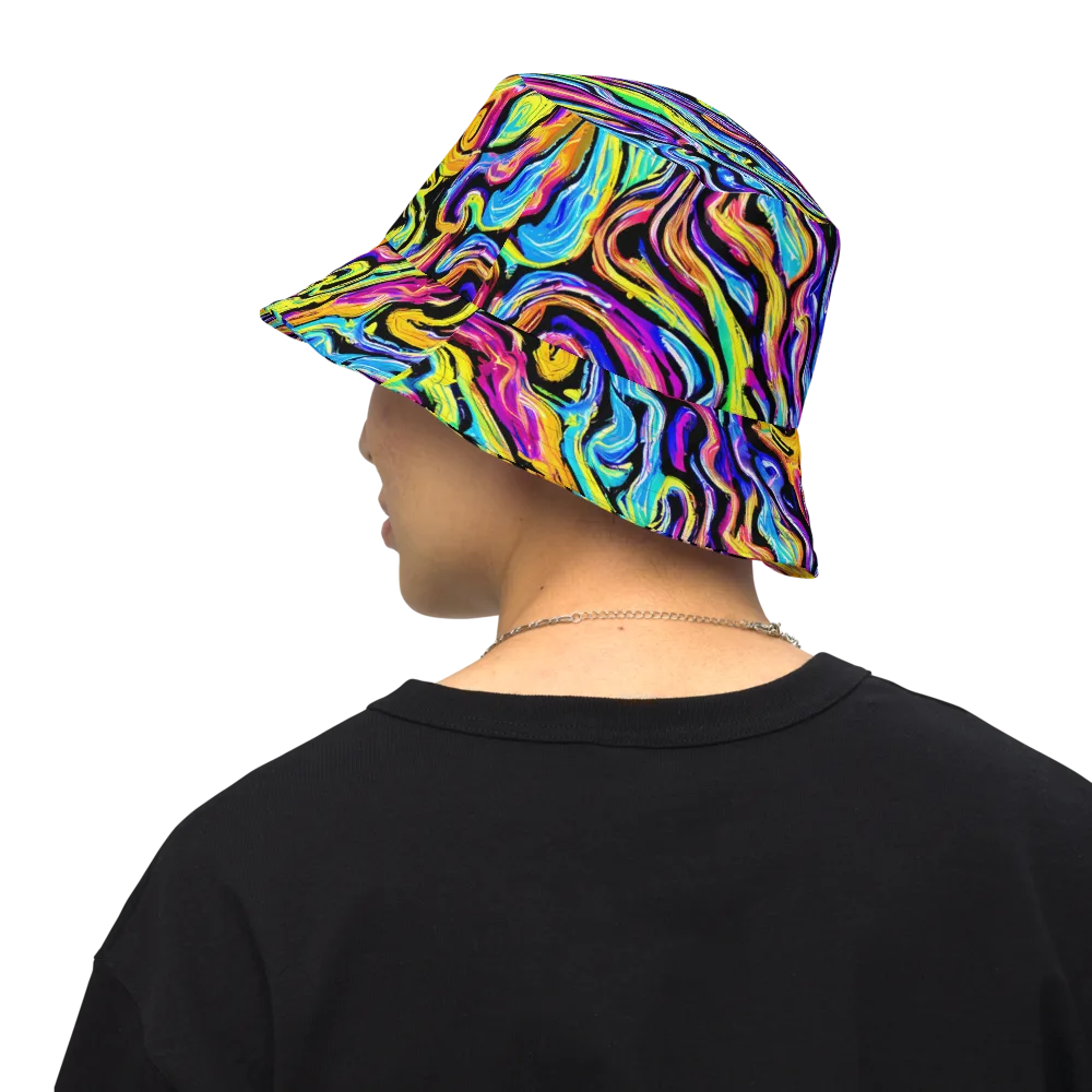 Fuchsia Circuit on Reversible Bucket Hat — Back Inside