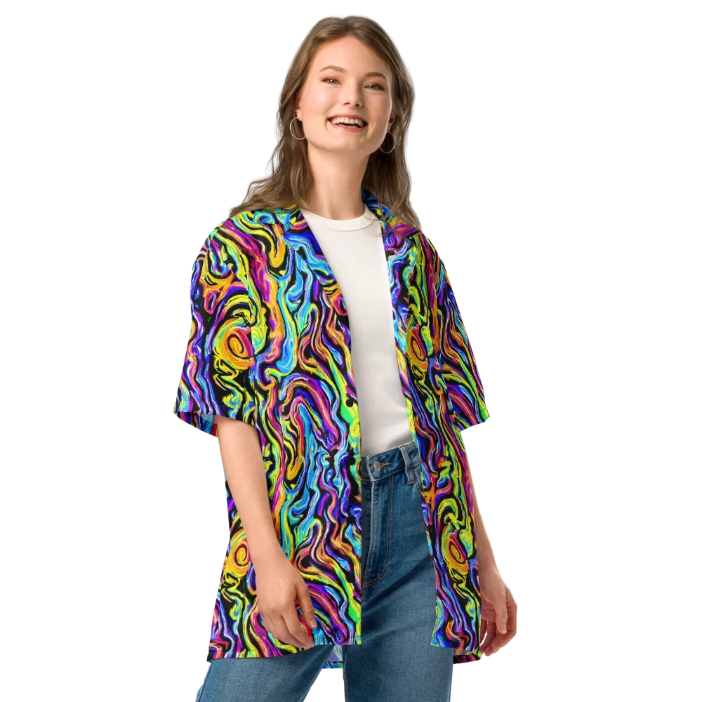 Fuchsia Circuit on Button Shirt — Front