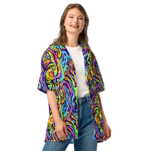 Fuchsia Circuit on a Button Shirt
