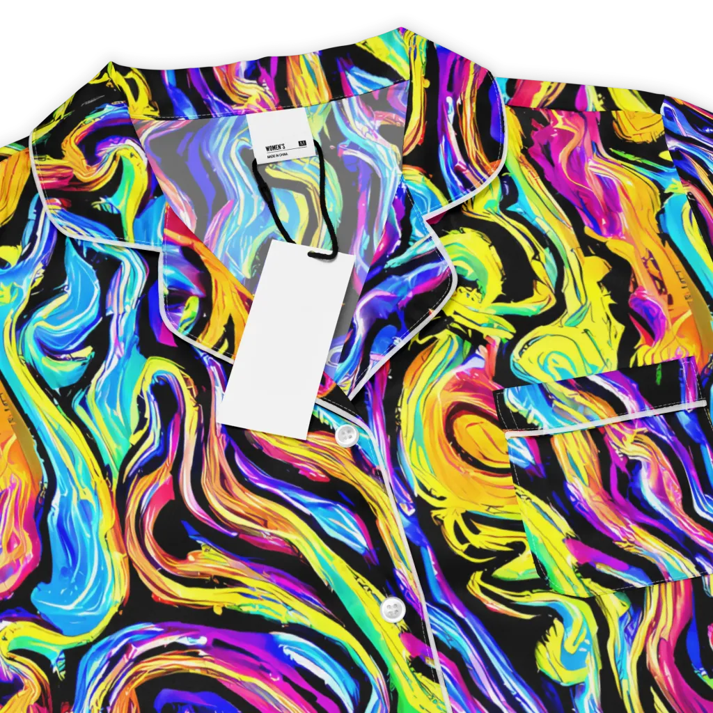 Fuchsia Circuit on Women's Short Sleeve Pajama Top — Product details