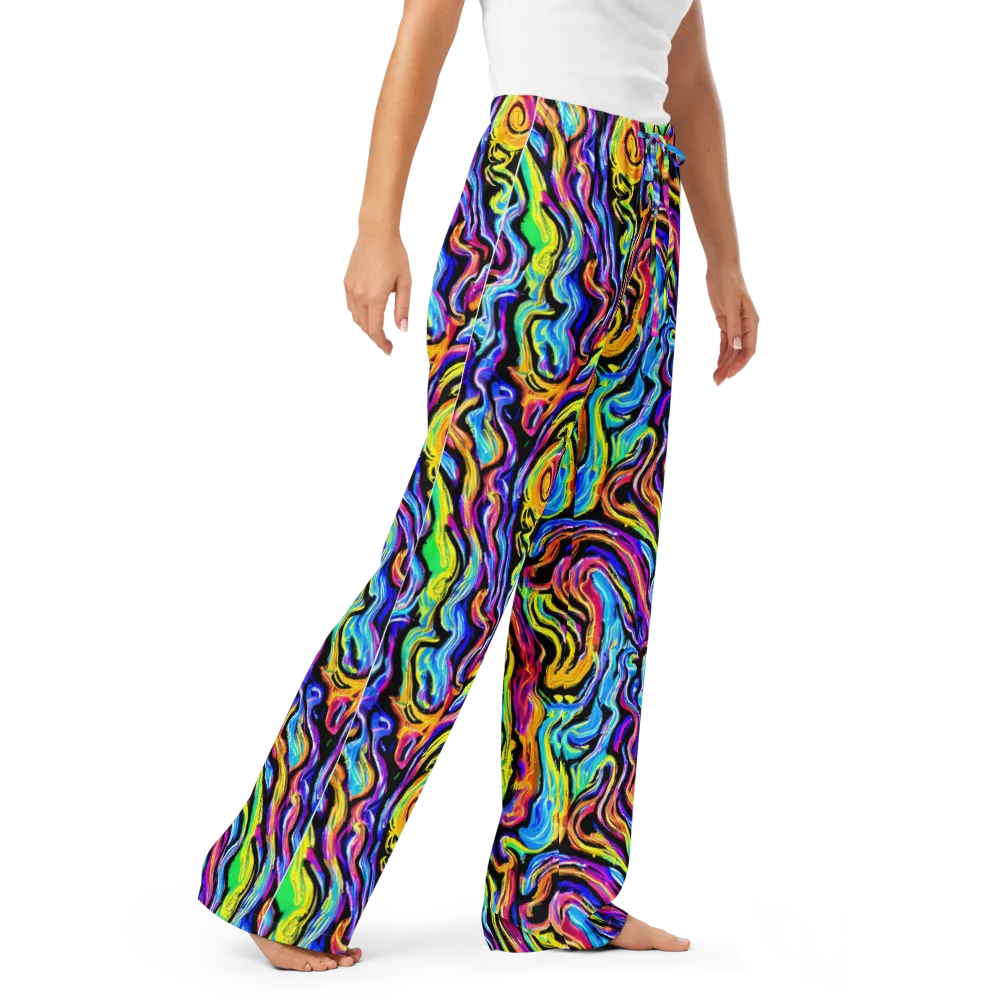 Fuchsia Circuit on Women's Pajama Pants — Right Front