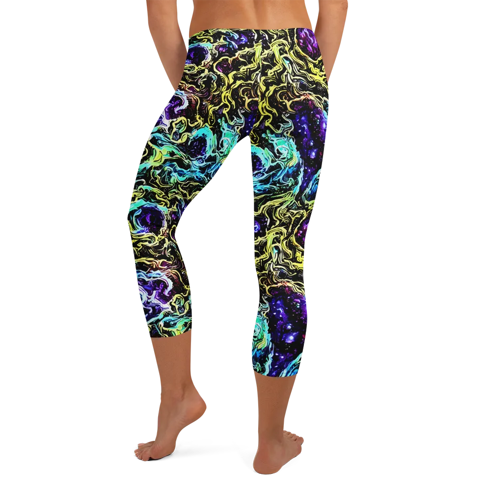 Nightwave Marble on Capri Leggings — Back
