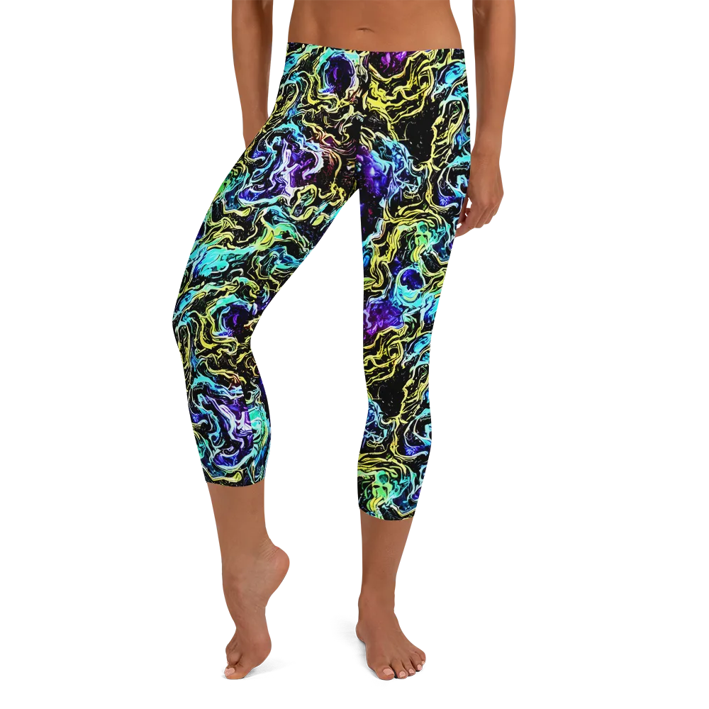 Nightwave Marble on Capri Leggings — Front