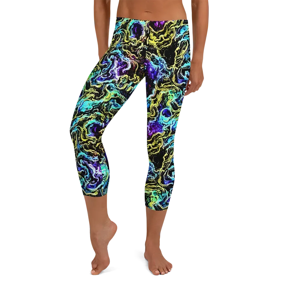 Nightwave Marble on Capri Leggings — Front