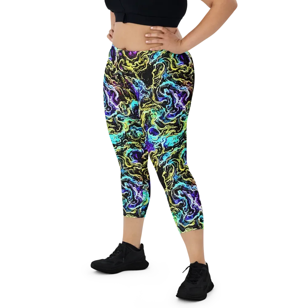 Nightwave Marble on Capri Leggings — Front