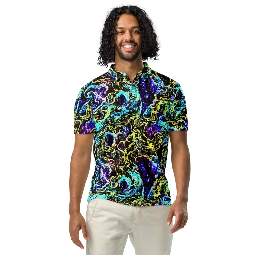 Nightwave Marble on Men's Slim Fit Polo Shirt — Front