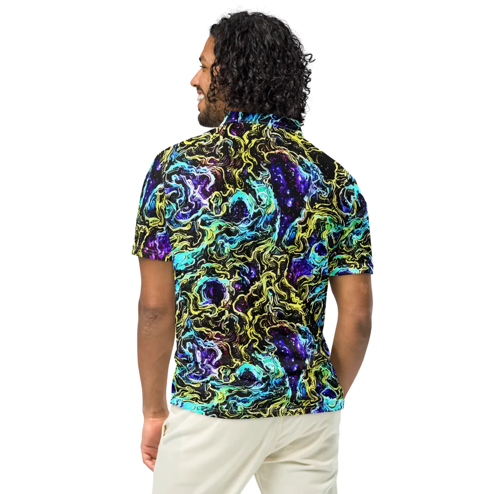 Nightwave Marble on Men's Slim Fit Polo Shirt — Back