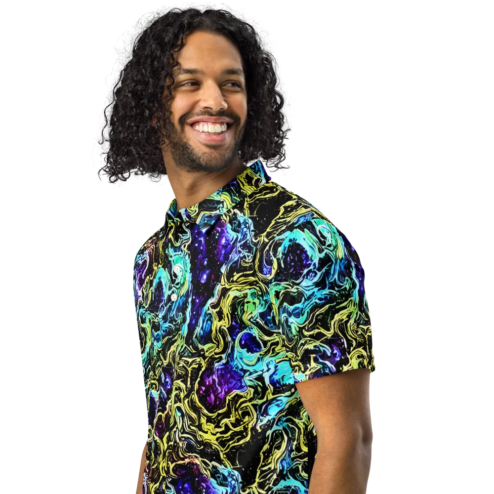 Nightwave Marble on Men's Slim Fit Polo Shirt — Left Front