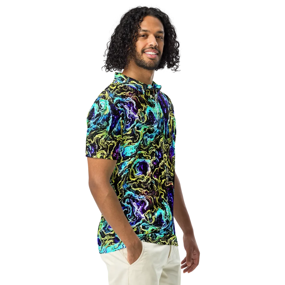 Nightwave Marble on Men's Slim Fit Polo Shirt — Right Front