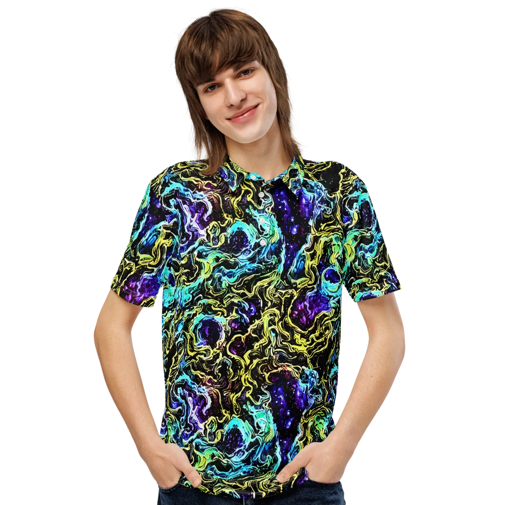 Nightwave Marble on Men's Slim Fit Polo Shirt — Front