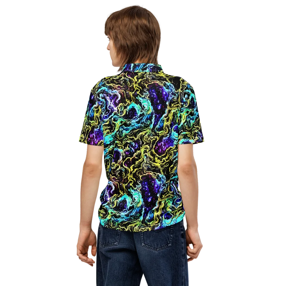 Nightwave Marble on Men's Slim Fit Polo Shirt — Back
