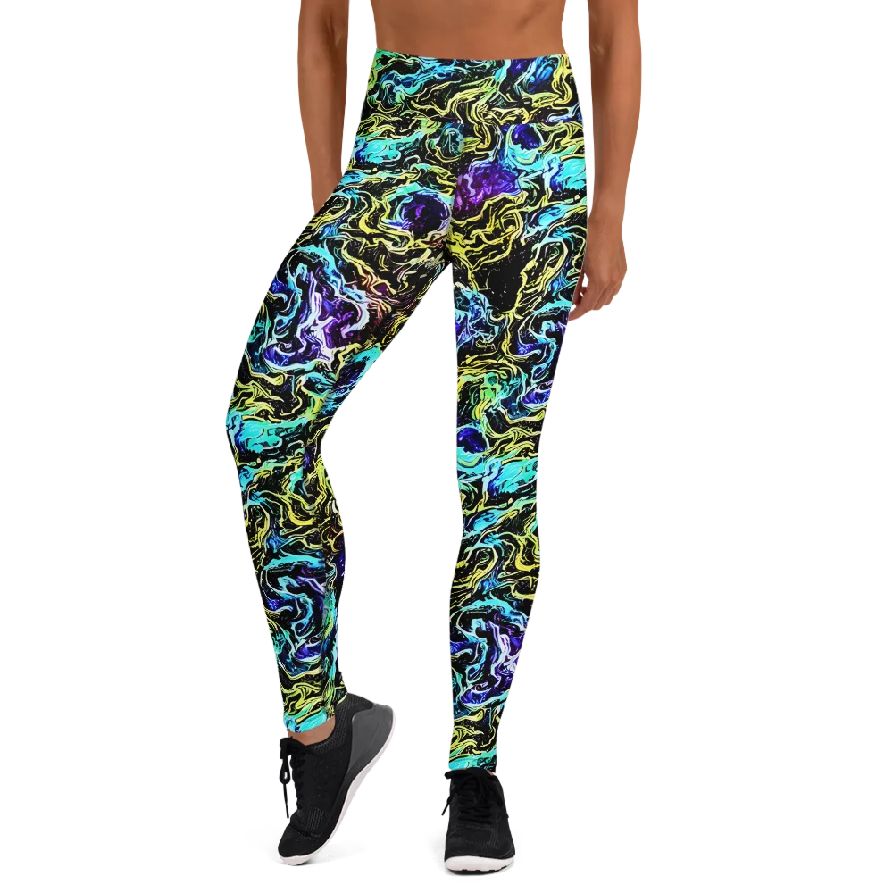 Nightwave Marble on Yoga Leggings — Front