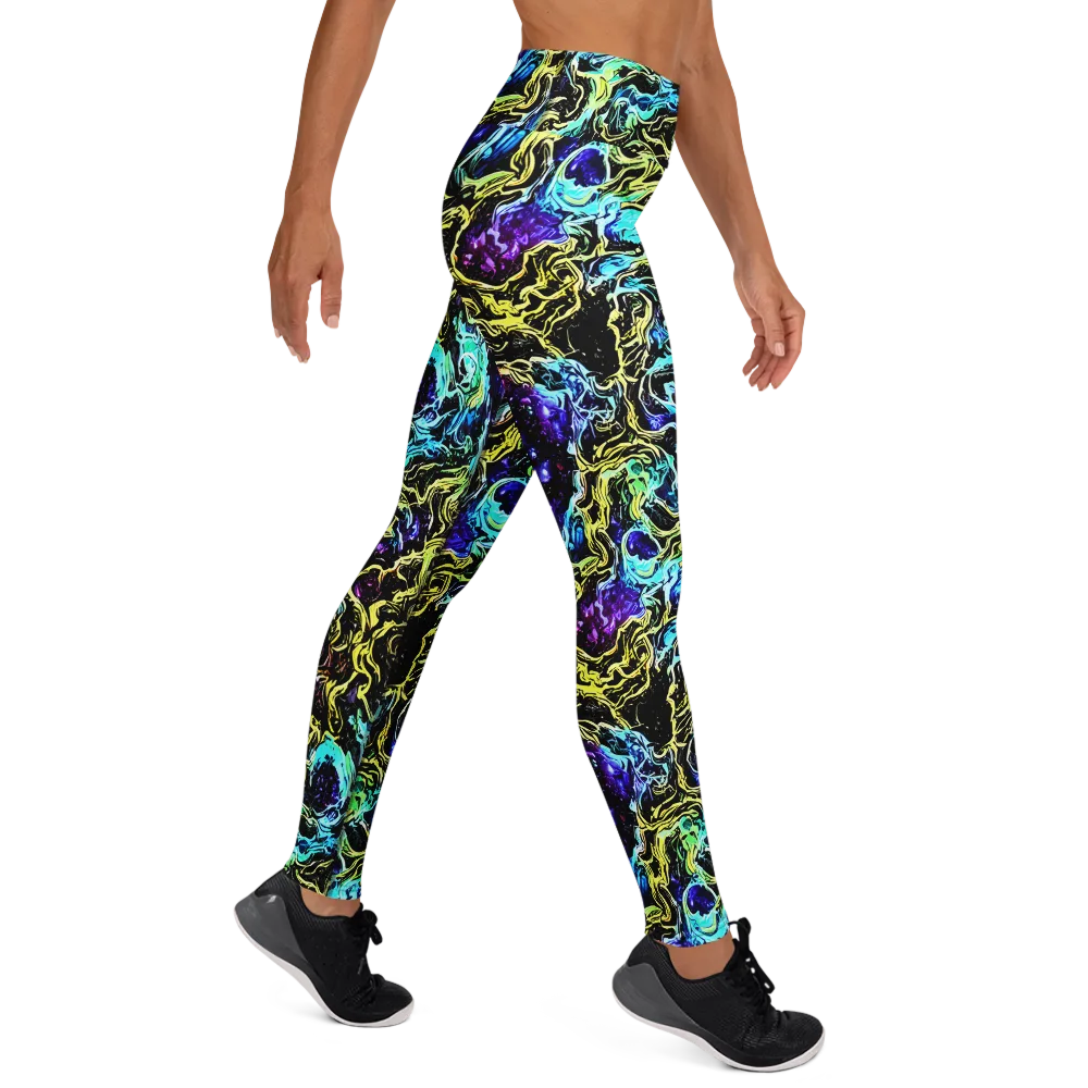 Nightwave Marble on Yoga Leggings — Right