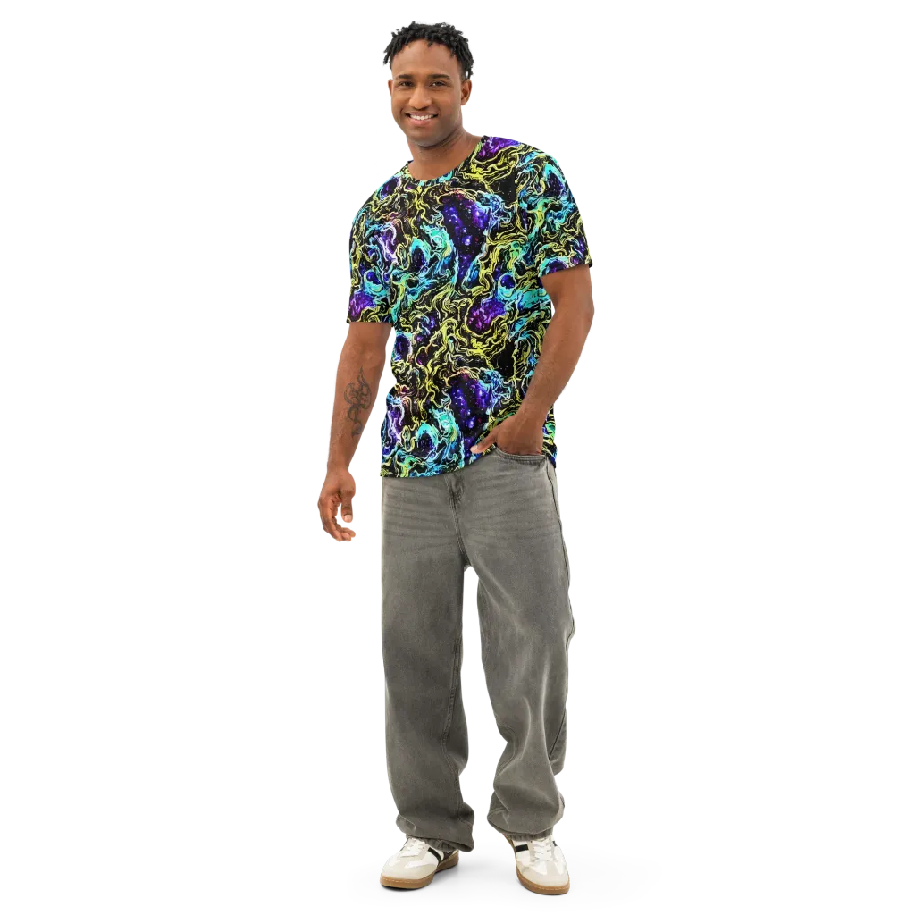 Nightwave Marble on Men's Cotton Crew Neck T-Shirt — Front
